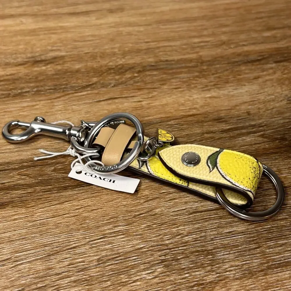 NWT Coach Trigger Snap Bag Charm With Lemon Print